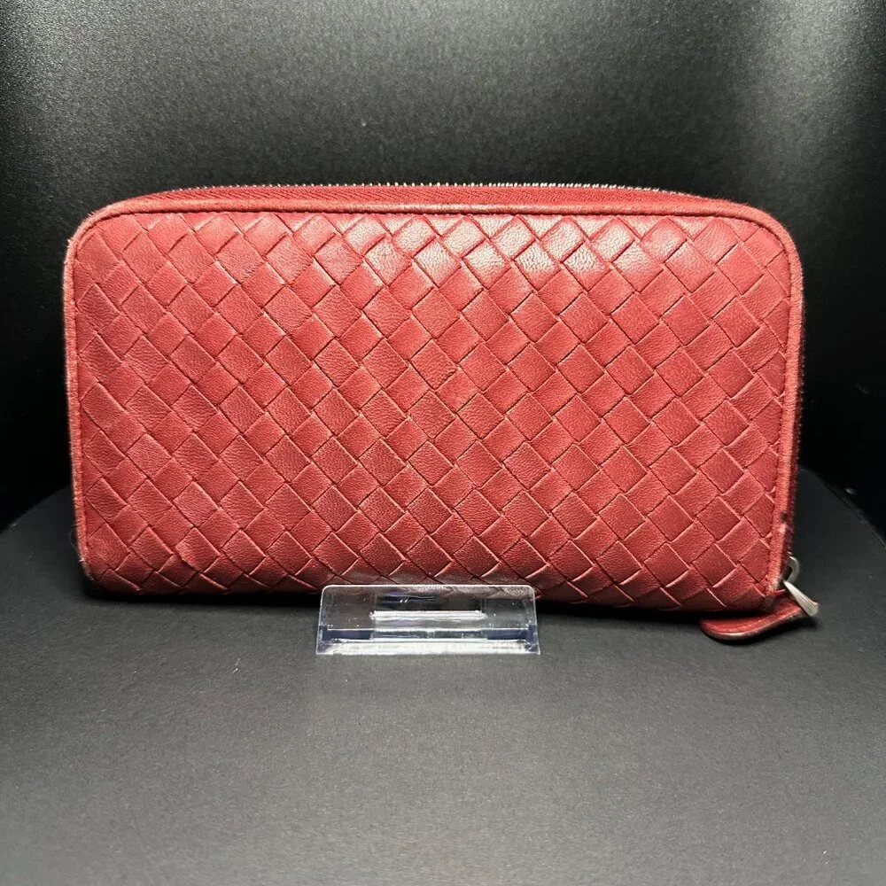 Bottega Veneta Intrecciato Leather Zip Around Wallet - GUC